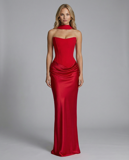 Gemma | Maxi Dress with Strapless Corset and Draped Skirt