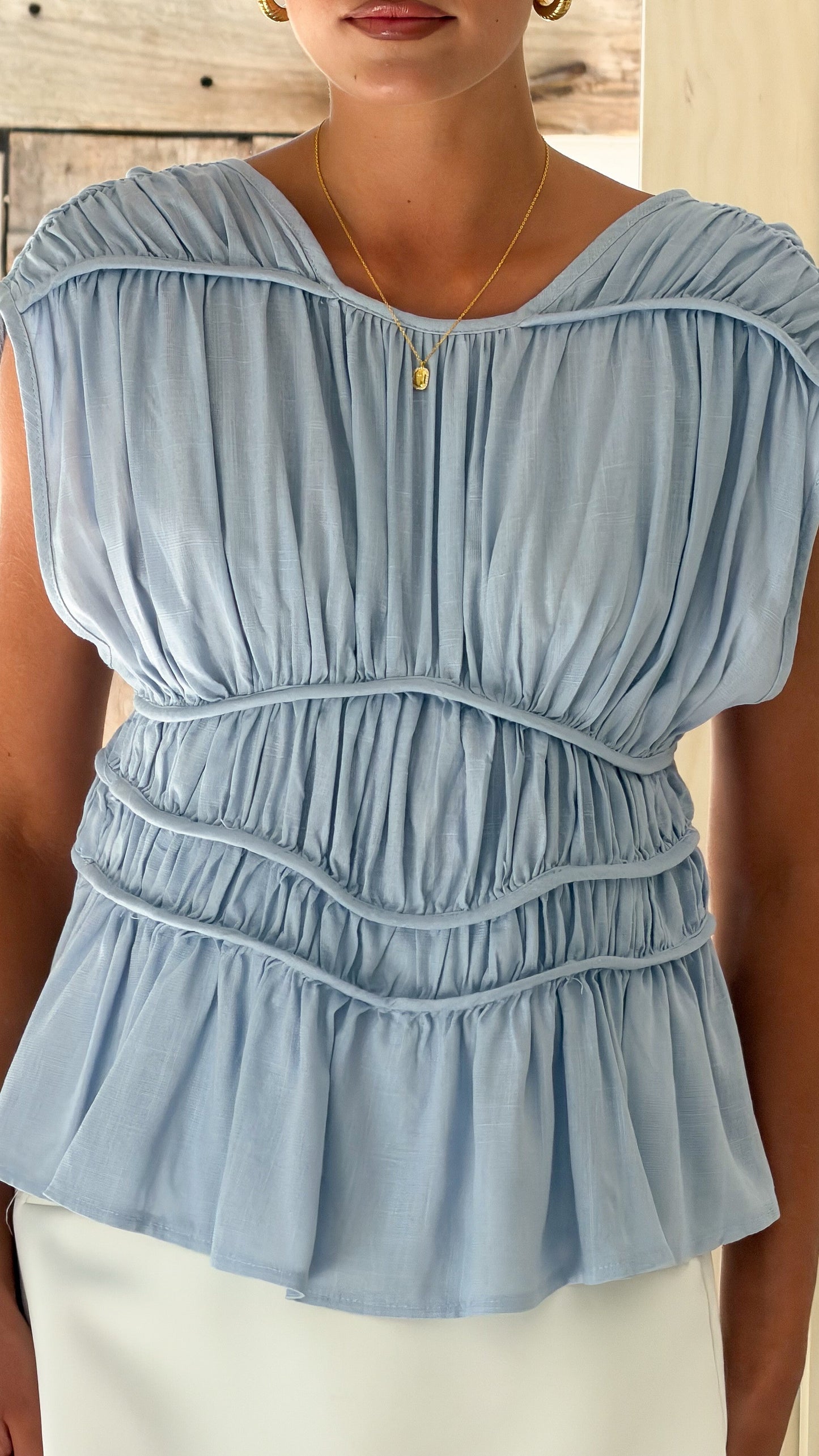 Amy | Women's Sleeveless Tiered Top