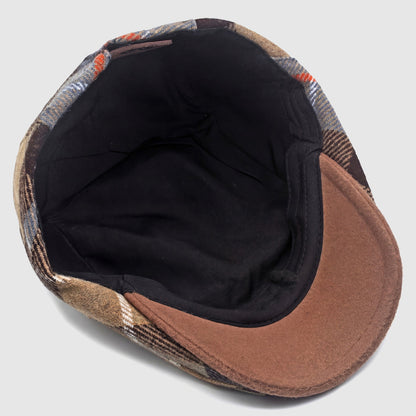 Plaid Flat Cap with Short Brim