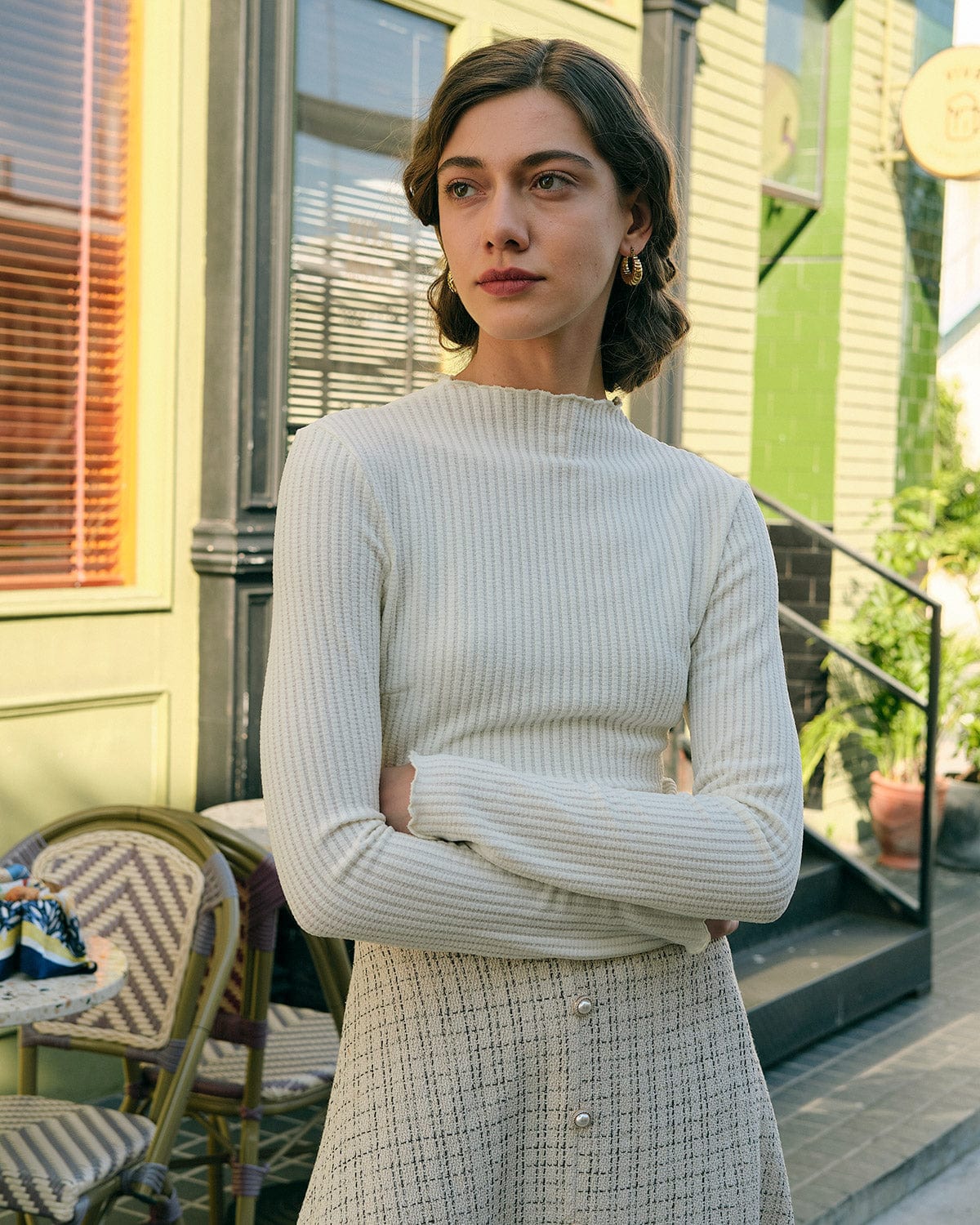 Marlowe | Women's Slim Fit Mock Neck Long Sleeve Top