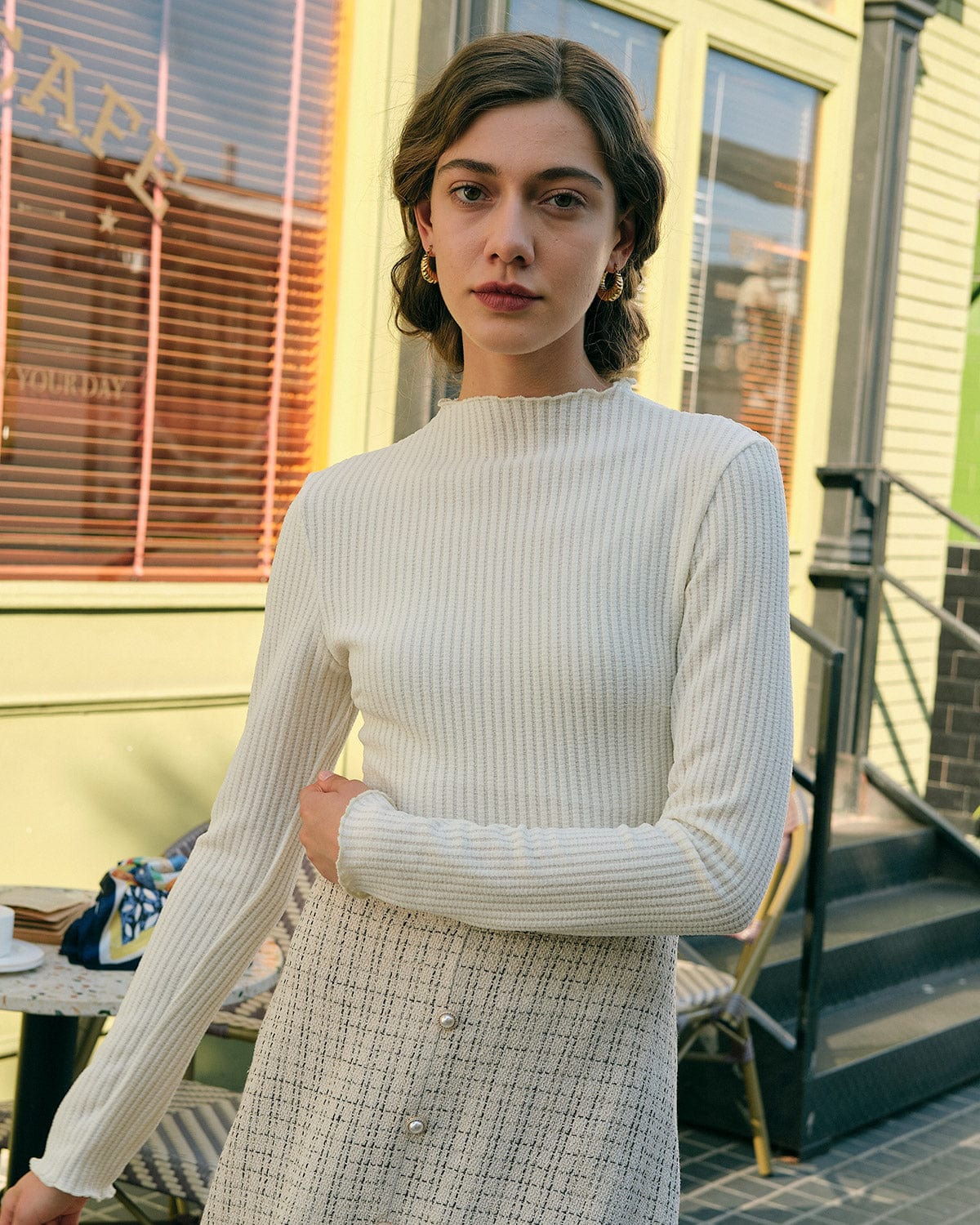 Marlowe | Women's Slim Fit Mock Neck Long Sleeve Top