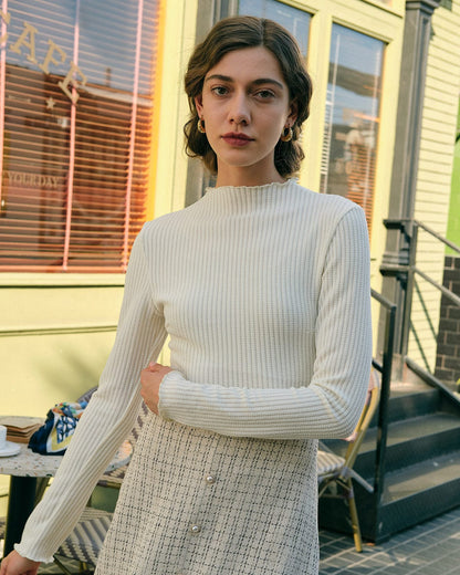 Marlowe | Women's Slim Fit Mock Neck Long Sleeve Top