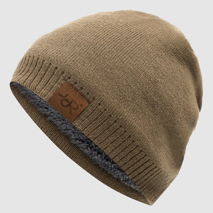 Ribbed Knit Beanie with Fleece Interior