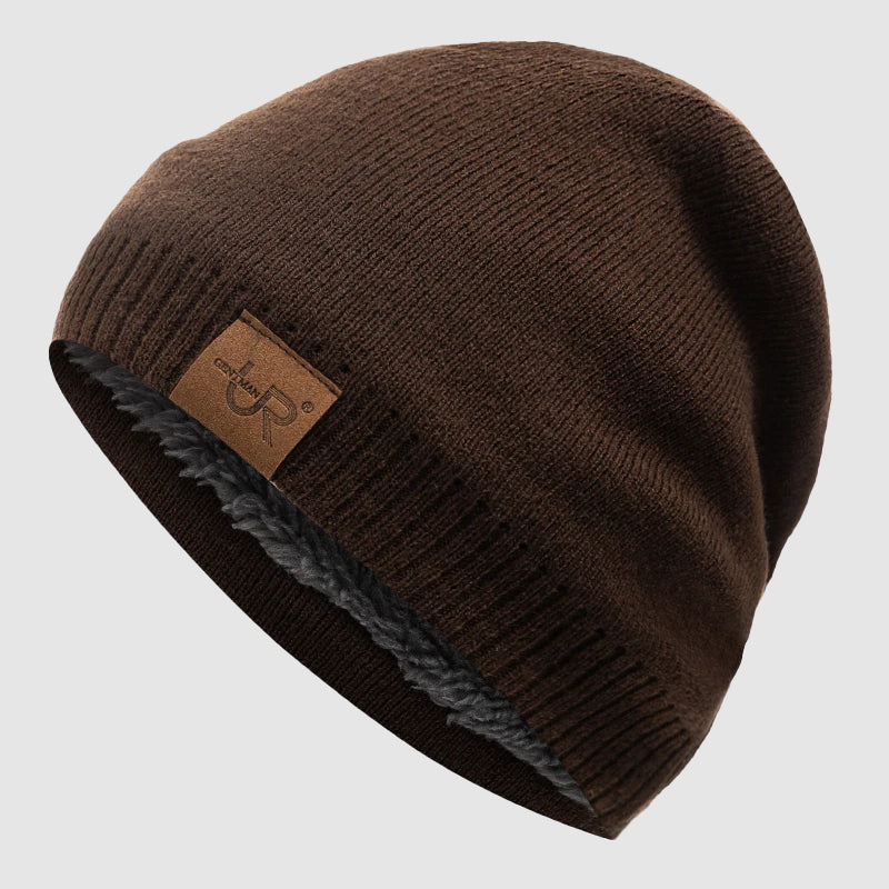 Ribbed Knit Beanie with Fleece Interior
