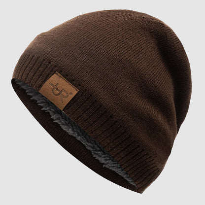 Ribbed Knit Beanie with Fleece Interior