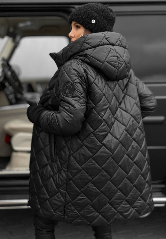 Women's Longline Quilted Puffer Coat — Hooded Lightweight Insulated Winter Jacket