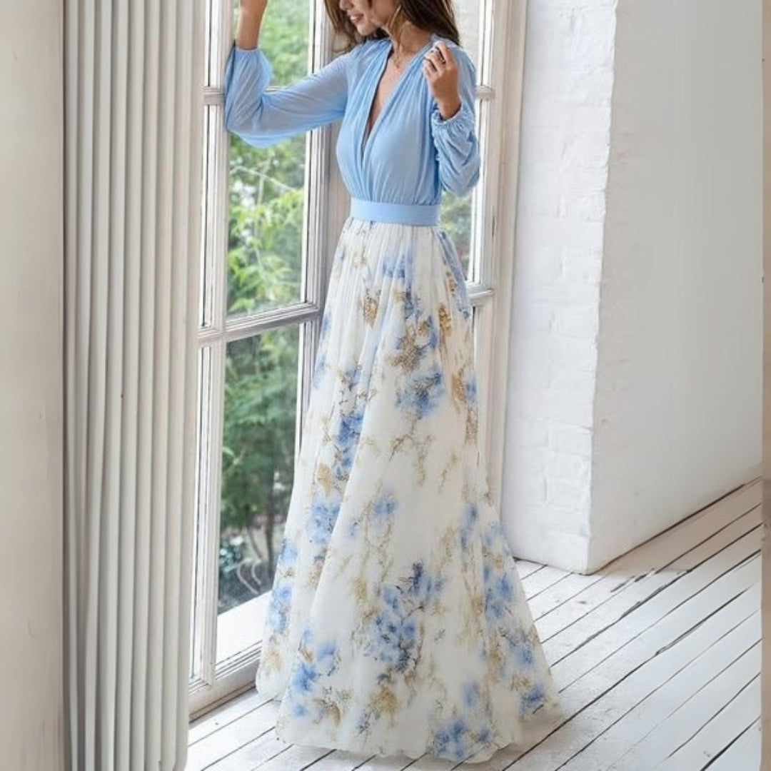 Rita | Elegant Floral Chiffon Maxi Dress