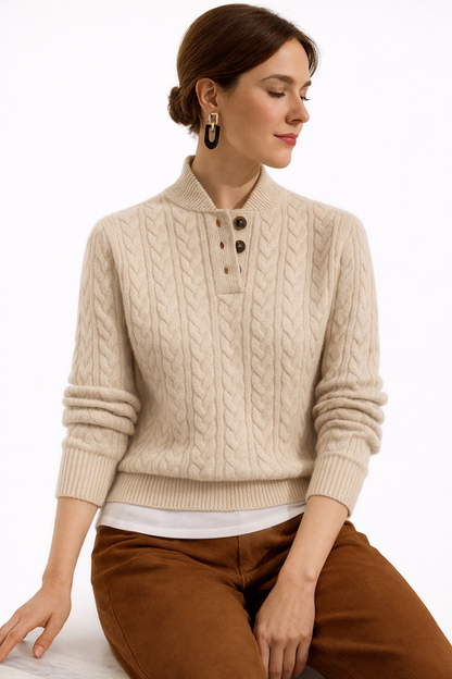 Rowena | Cable Knit Turtleneck Wool Blend Sweater