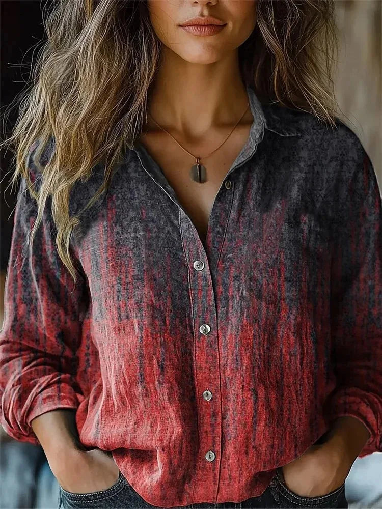 Indie | Women's Boho Print Long Sleeve Button-Up Blouse