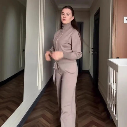 Isabelle | Luxe Knit Jacket & Wide-Leg Pants Set