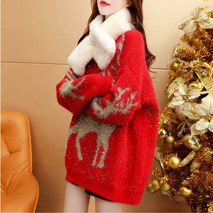 Berry | Womens Christmas Jumper Warm Loose Fit