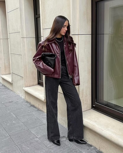 Reina | Women's Vegan Leather Square Neck Jacket