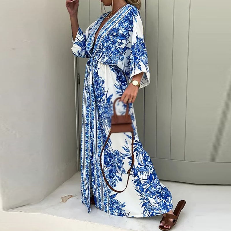 Fern | Loose Maxi Dress with Belt and Split