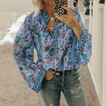 Cynthia | Boho Floral Puff Sleeve Blouse