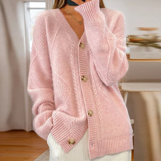 Nancy | Women's Button-Front Cable Knit Cardigan