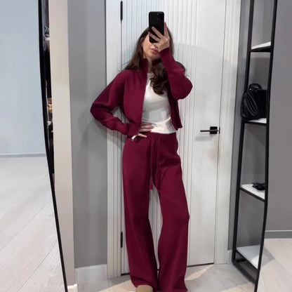Isabelle | Luxe Knit Jacket & Wide-Leg Pants Set