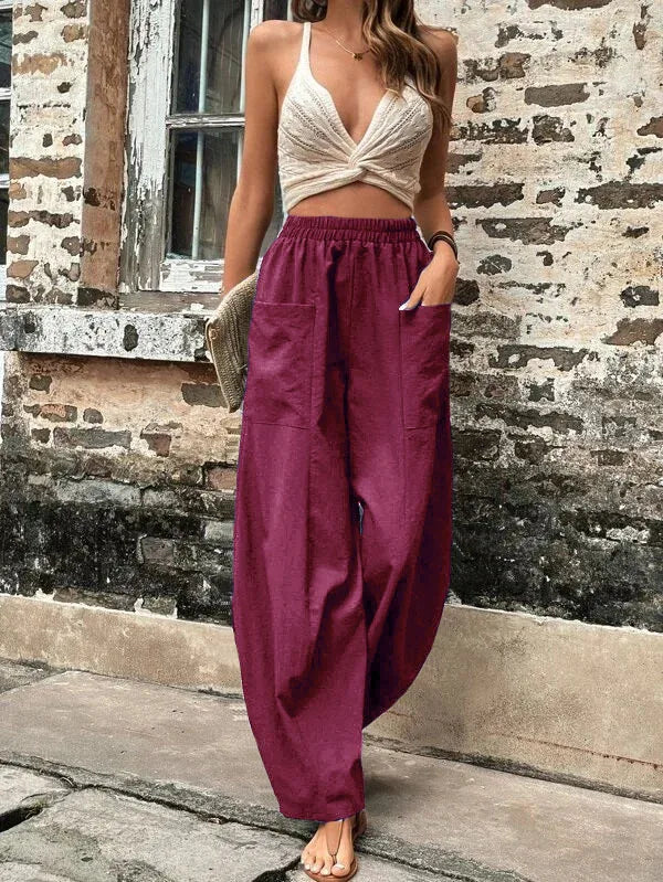 Cornelia | Smocked High Waist Wide Leg Pants