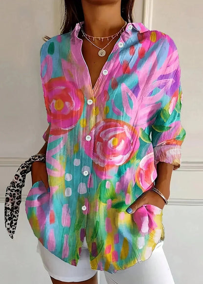 Xanthe | Printed Cotton Button-Up Blouse