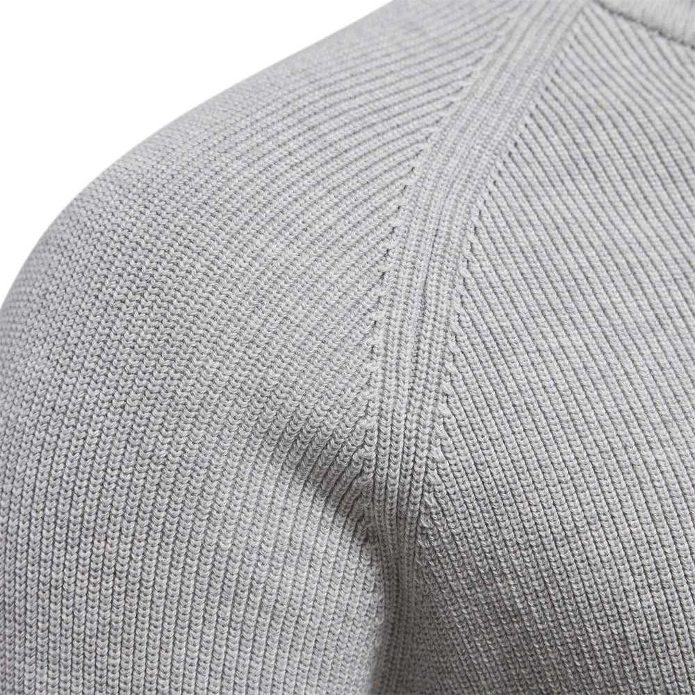 Osric | Zip Up Wool Blend Sweater Ribbed Cuffs