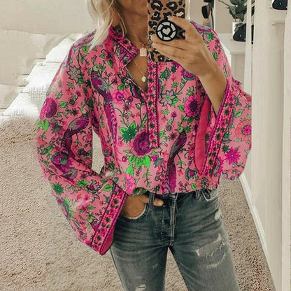 Cynthia | Boho Floral Puff Sleeve Blouse