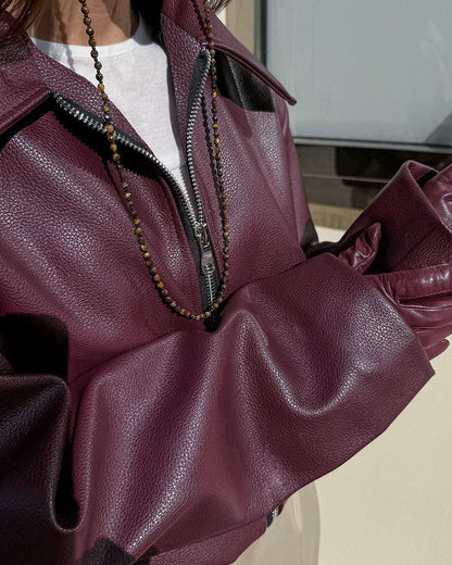 Reina | Women's Vegan Leather Square Neck Jacket