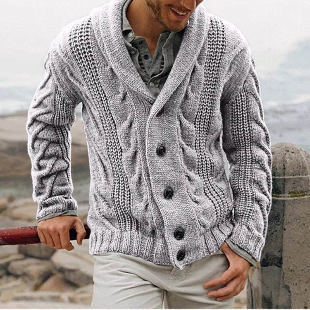 Otto | Cable Knit Shawl Collar Cardigan