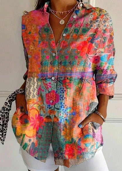 Xanthe | Printed Cotton Button-Up Blouse