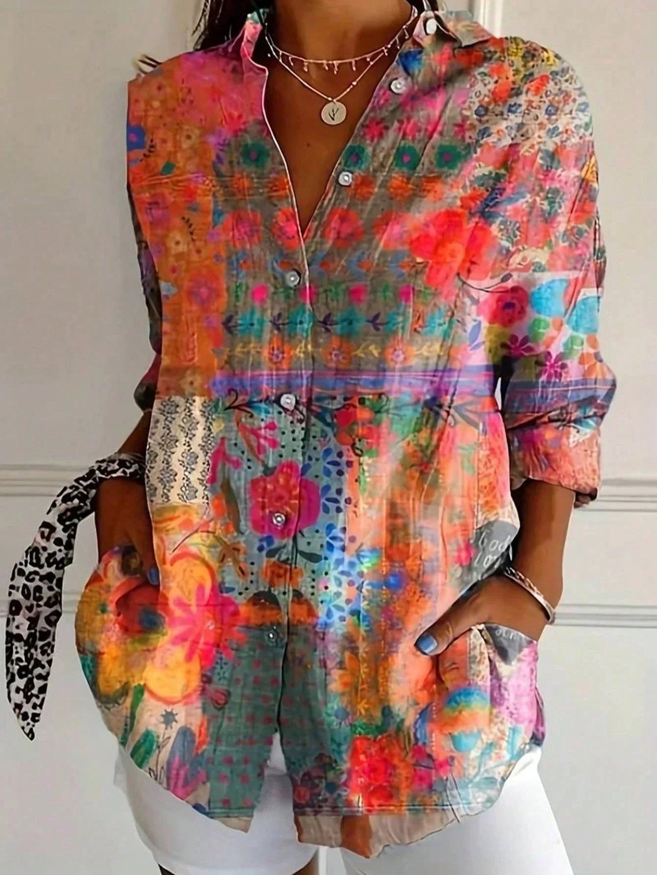 Annika | Colourful Printed Long Sleeve Top