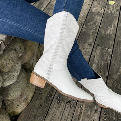 Nadia | Women's Embroidered Mid-Calf Cowboy Boots