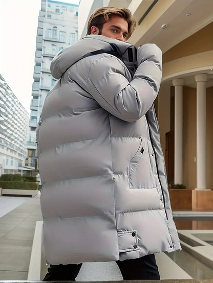 Rufus | Hooded Puffer Coat Mid Length Quilted Drawstring