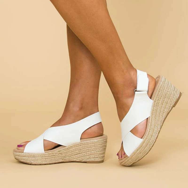 Monika | Stylish Wedge Sandals with Cross Straps