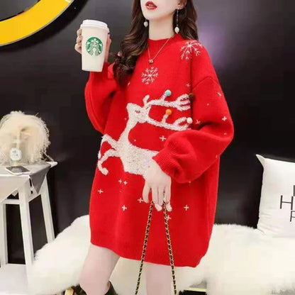 Berry | Womens Christmas Jumper Warm Loose Fit