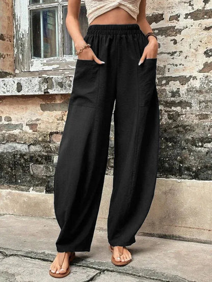 Cornelia | Smocked High Waist Wide Leg Pants