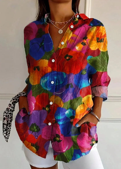 Xanthe | Printed Cotton Button-Up Blouse