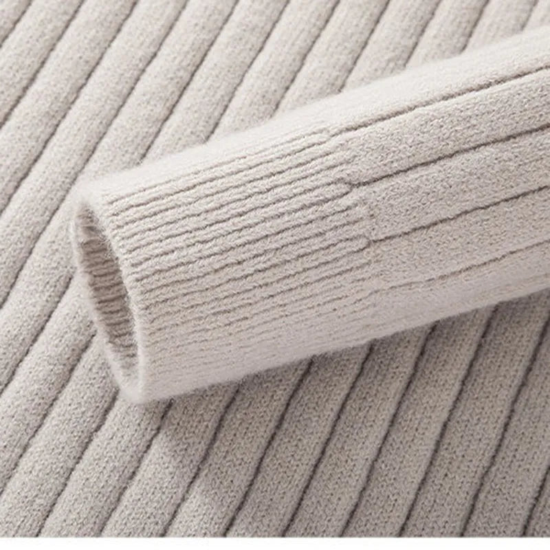 Angus | Ribbed Knit Quarter Zip Sweater Stand Collar