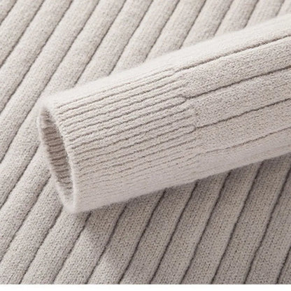 Angus | Ribbed Knit Quarter Zip Sweater Stand Collar