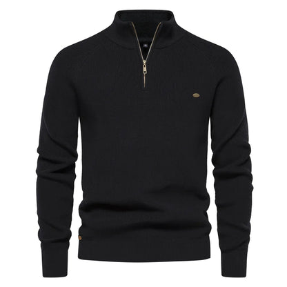 Osric | Zip Up Wool Blend Sweater Ribbed Cuffs