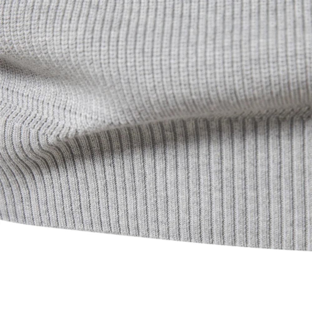 Osric | Zip Up Wool Blend Sweater Ribbed Cuffs