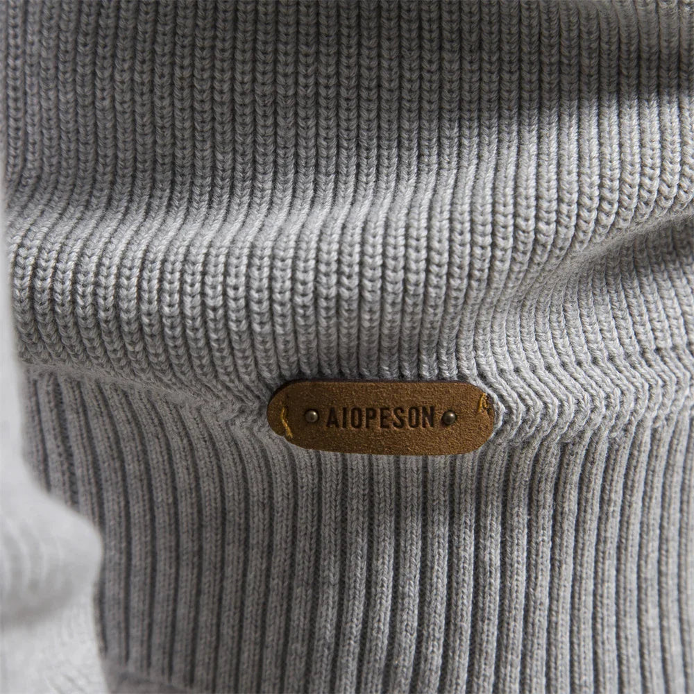 Osric | Zip Up Wool Blend Sweater Ribbed Cuffs