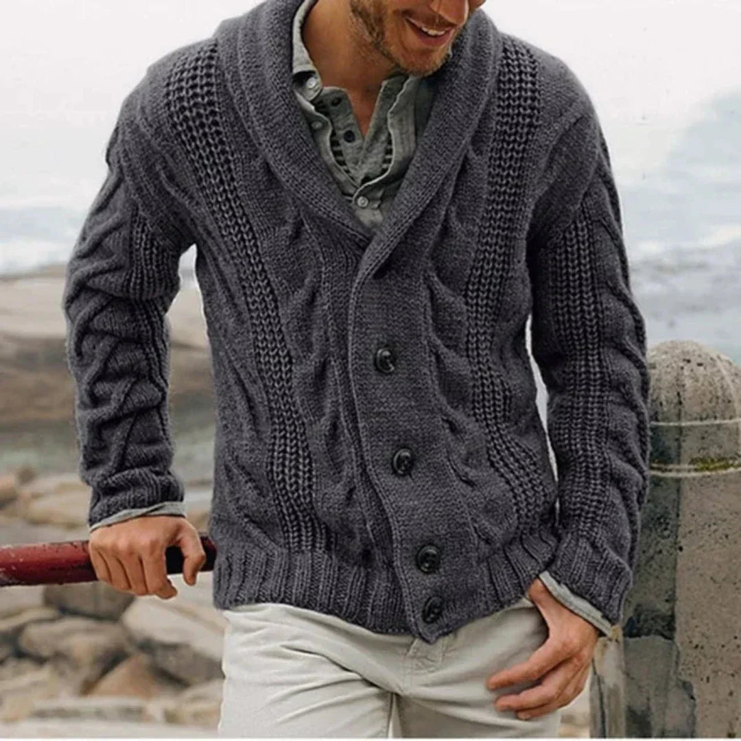 Otto | Cable Knit Shawl Collar Cardigan