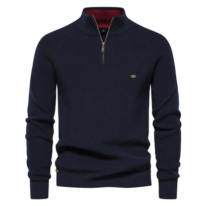 Osric | Zip Up Wool Blend Sweater Ribbed Cuffs