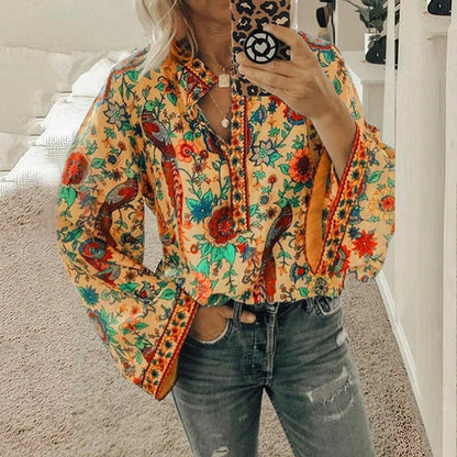 Cynthia | Boho Floral Puff Sleeve Blouse