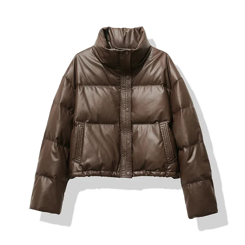 Madeline | Women's Cropped Glossy Puffer Jacket