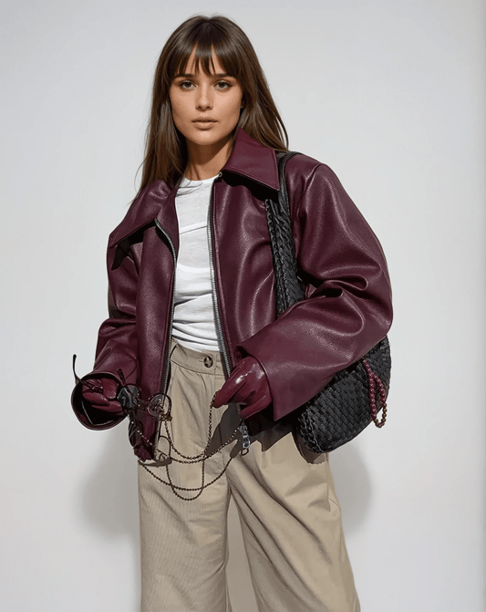 Reina | Women's Vegan Leather Square Neck Jacket