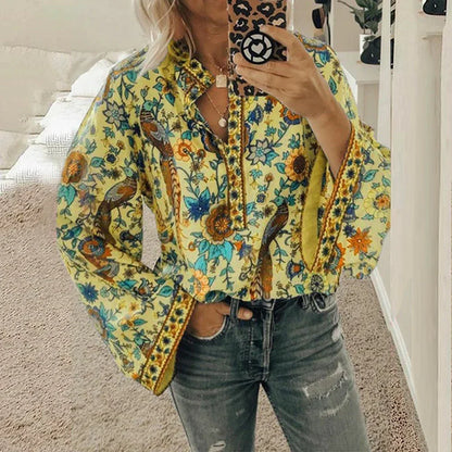 Cynthia | Boho Floral Puff Sleeve Blouse