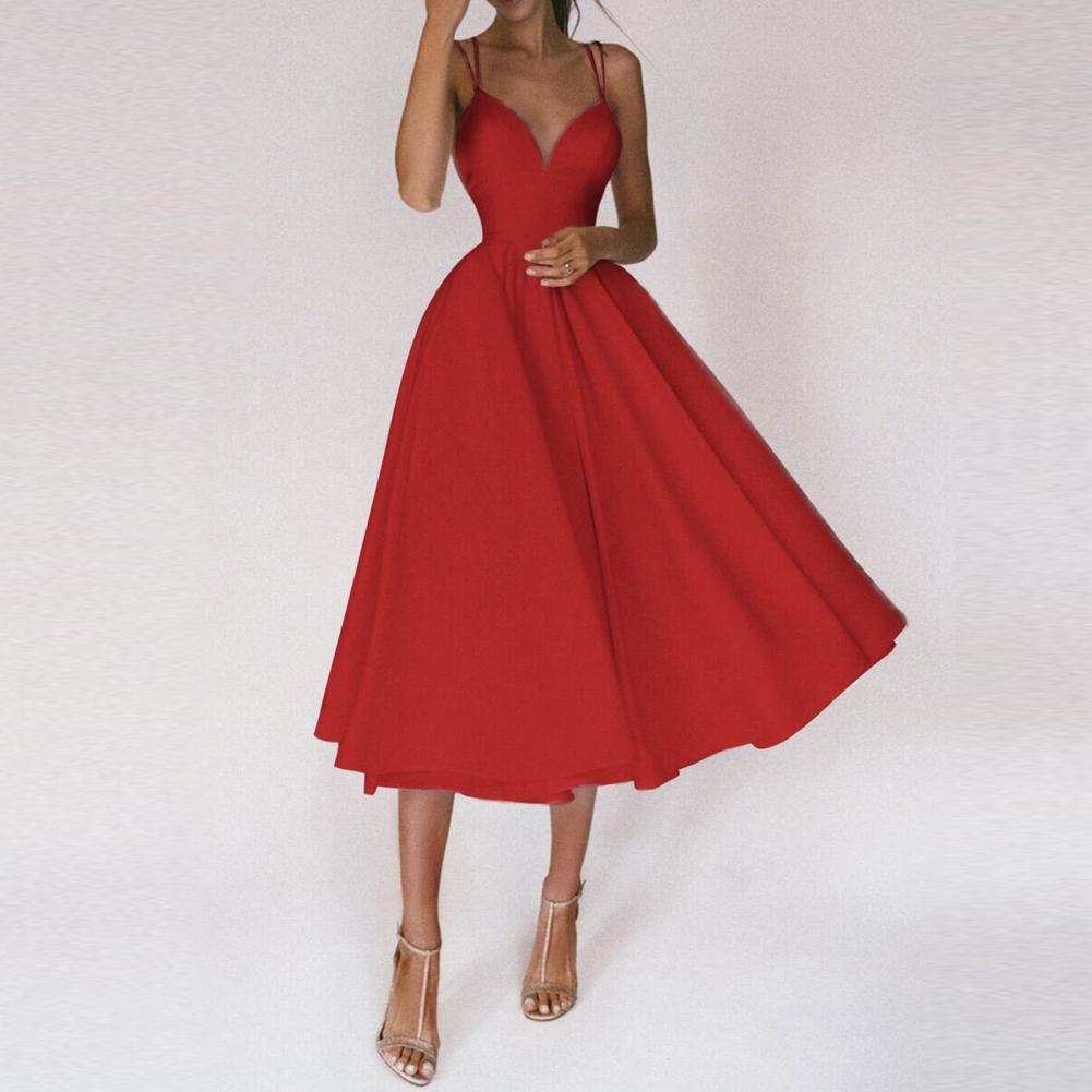 Flarova | Flared Skirt Structured Bodice Strap Midi Dress