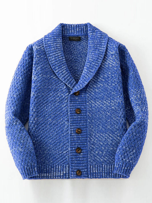 Horatio | Shawl Collar Button Front Textured Knit Sweater