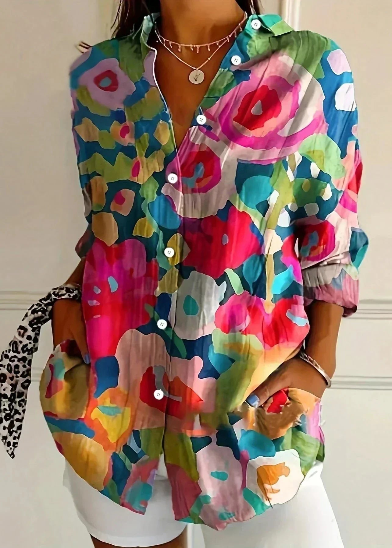 Xanthe | Printed Cotton Button-Up Blouse