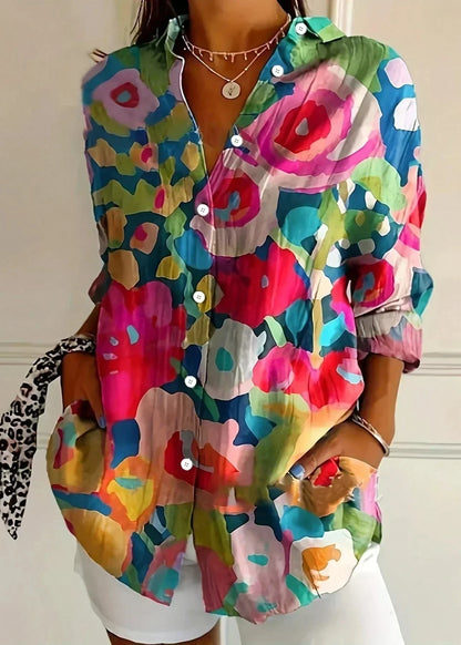 Xanthe | Printed Cotton Button-Up Blouse