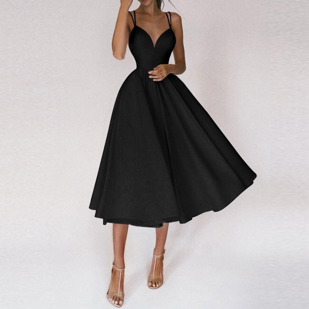 Flarova | Flared Skirt Structured Bodice Strap Midi Dress